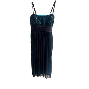 City Triangles Y2K Babydoll Dress Mesh Teal Black Size Small Whimsygoth Fairy